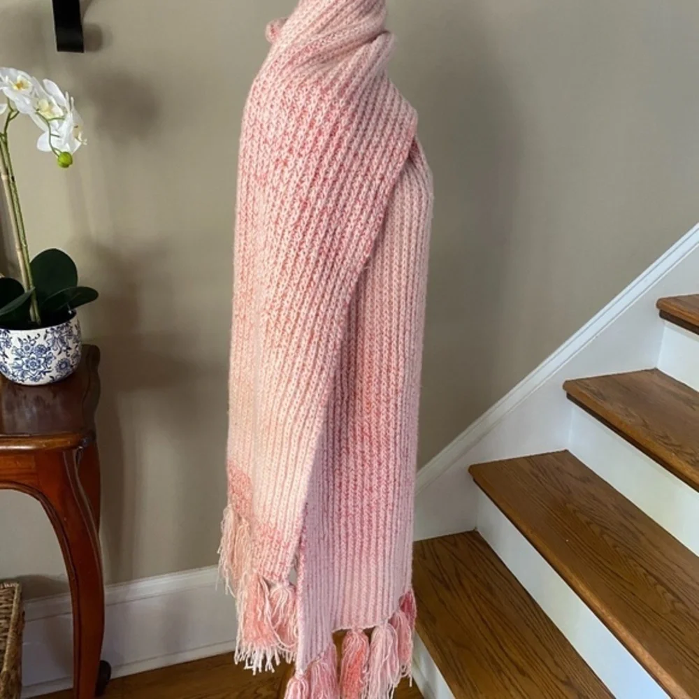 Anthropologie Pink Fringe Cozy Scarf